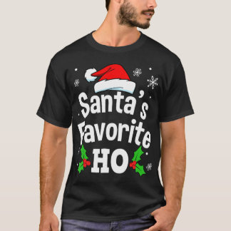 T-shirt Drôle Noël Père Noël Favori Ho Mignonne Hommes Fem