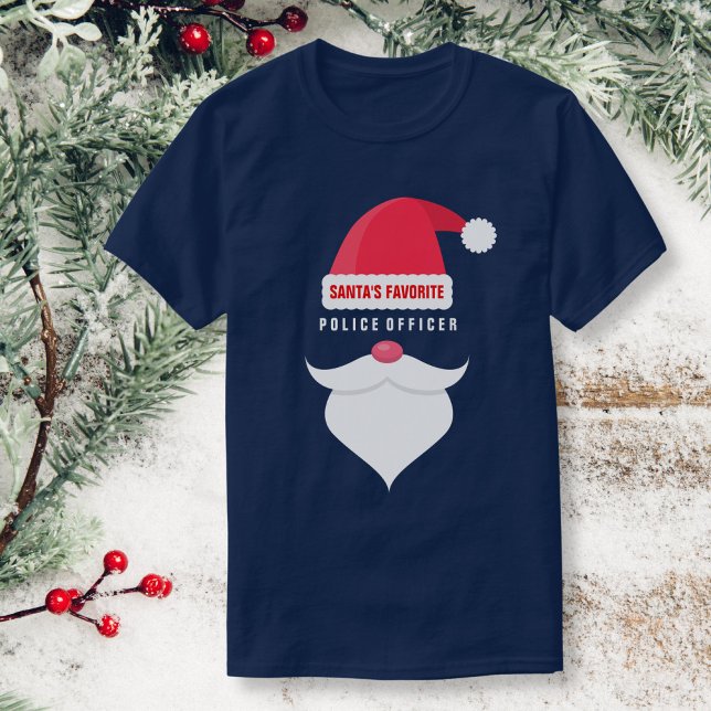 T-shirt Drôle Noël Père Noël Favori Officier de police (Créateur téléchargé)