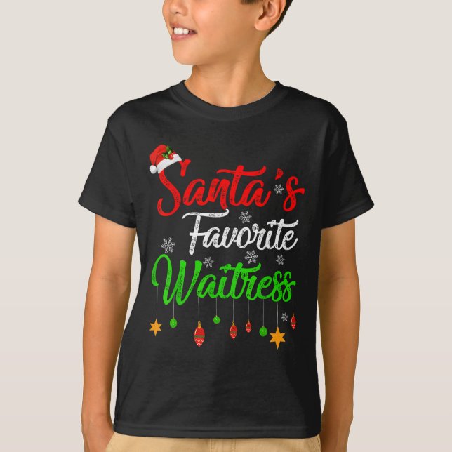 T-shirt Drôle Noël Père Noël Favori Waitress Noël (Devant)