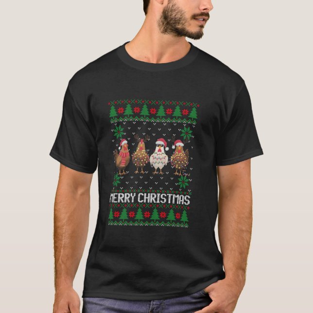 T-shirt Drôle Noël Père Noël Poulet Xmas Vilain Sweater (Devant)