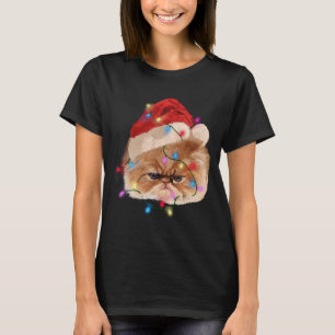 T-shirt Drôle Noël Perse Chat Feux de Noël Adorable F