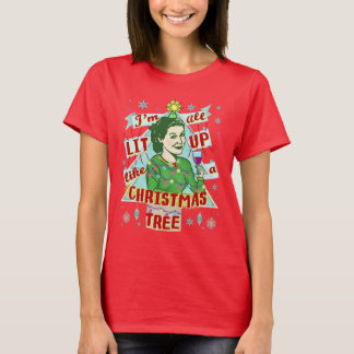 T-shirt Drôle Noël Rétro Boire Humour Femme Lit Up
