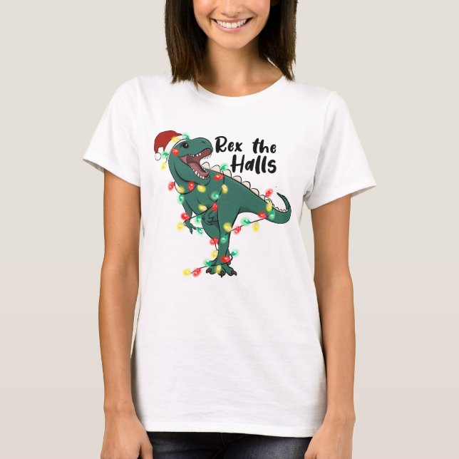 T-shirt Drôle Noël Rex Les Halls T-rex (Devant)