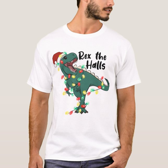 T-shirt Drôle Noël Rex Les Halls T-rex (Devant)