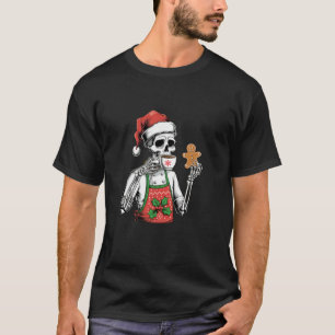 T-shirt Drôle Noël Skeleton Chef Gingerbread Homme Coff