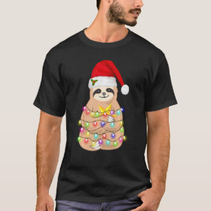 T-shirt Drôle Noël Sloth Père Noël Lights Noël Pour Hommes