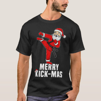 T-shirt Drôle Noël Taekwondo Père Noël Merry Kickmas