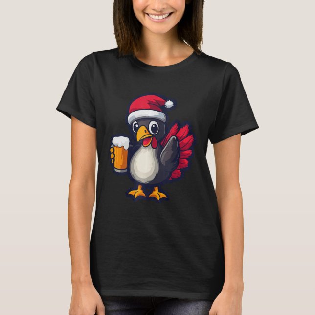 T-shirt Drôle Noël Turquie animal avec bande dessinée de b (Devant)