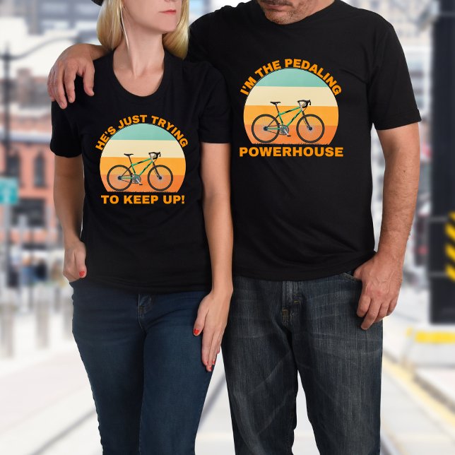 T-shirt Drôle Nom Personnalisé Couple Biking (Créateur téléchargé)