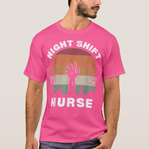 T-shirt Drôle Nuit Shift Nurse Skeleton Halloween RN Nurs