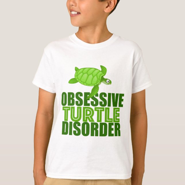 T-shirt Drôle Obsessionnel Turtle Trouble Enfants (Devant)