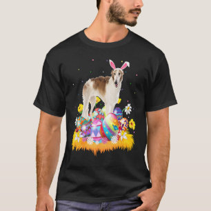 T-shirt Drôle Oeuf de Pâques Borzoi Chien de Pâques Dimanc