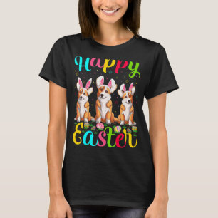 T-shirt Drôle Oeuf de Pâques Bunny Welsh Corgi Chien Joyeu
