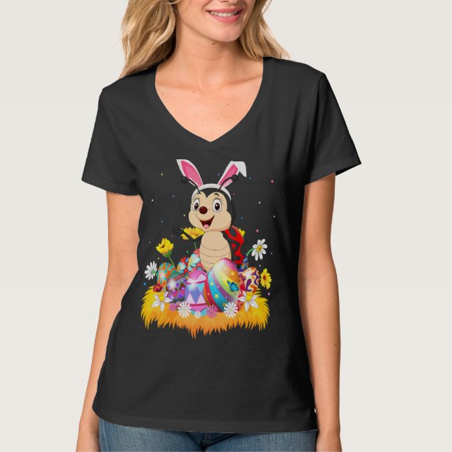 T-shirt Drôle Oeuf de Pâques mignonne Ladybug dimanche de  (Devant)