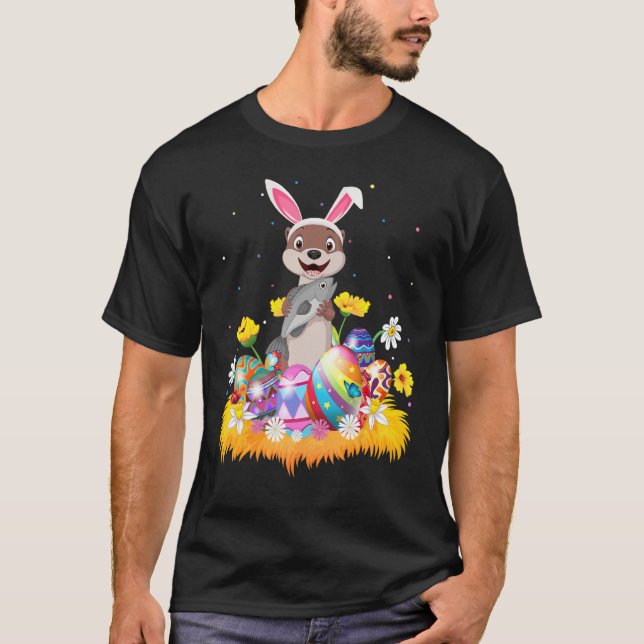 T-shirt Drôle OEuf de Pâques mignonne Louter de Mer dimanc (Devant)
