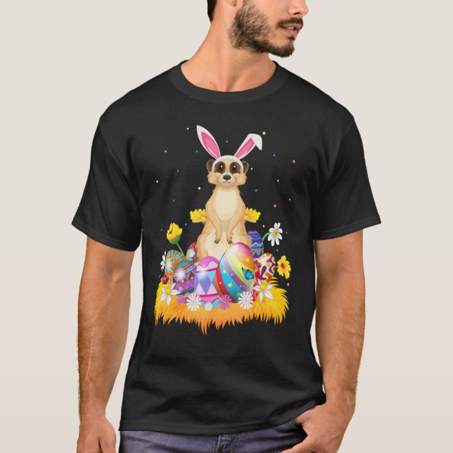 T-shirt Drôle Oeuf de Pâques mignonne Meerkat dimanche de  (Devant)