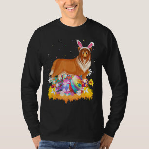 T-shirt Drôle Oeuf de Pâques Rough Collie Chien Pâques dim