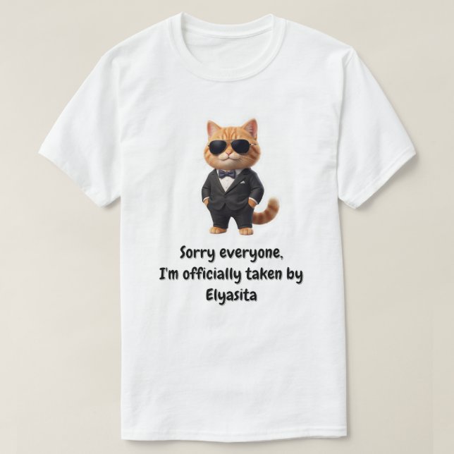 T-shirt drôle "Officiellement pris par" pour chat (Design devant)