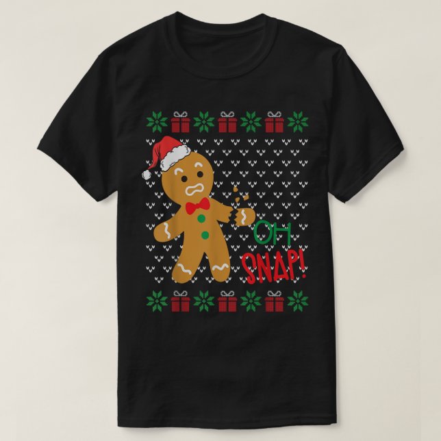 T-shirt Drôle Oh Snap Gingerbread Homme Brossé Bras Vilain (Design devant)
