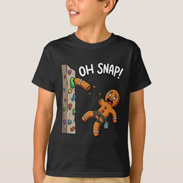 T-shirt Drôle Oh Snap Gingerbread Man Climber Mem Christ (Devant)