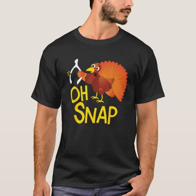 T-shirt Drôle Oh Snap Thanksgiving Turkey mignon Wishbone  (Devant)
