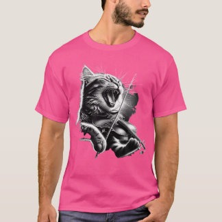 T-shirt Drôle Orchestre Musicien Violoniste Rock Chat Joue
