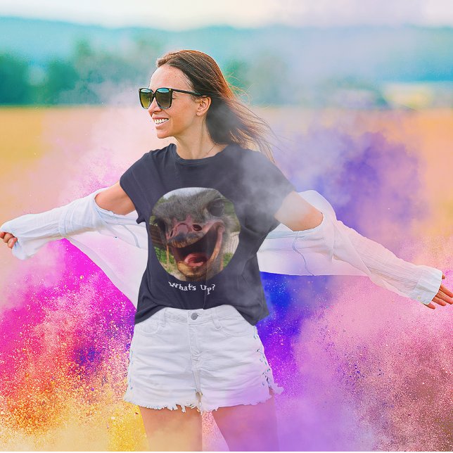 T-shirt Drôle Ostrich Bird Photo What's Up Women's Dark (Funny Ostrich Bird Photo What's Up Women's Dark T-Shirt)