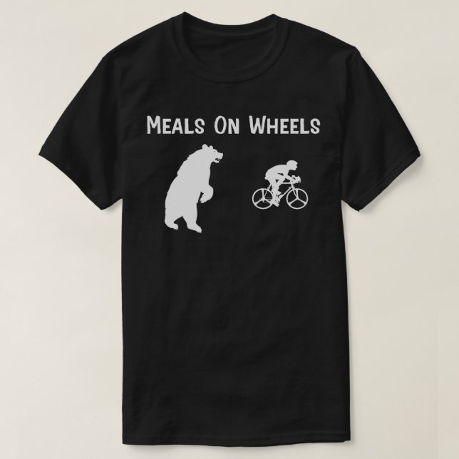 T-shirt Drôle Ours Chasing Vélo Rider Repas Sur Roues Swea (Design devant)