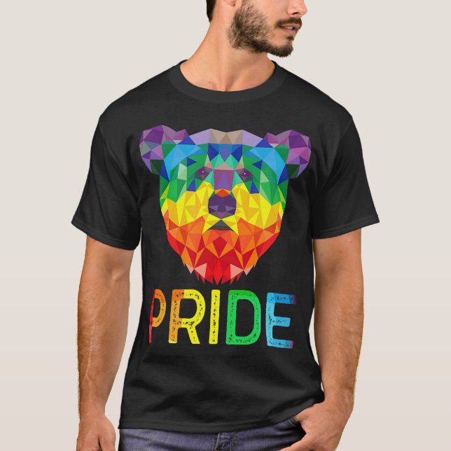 T-shirt Drôle Ours Géométrique LGBT Gay pride de drapeau A (Devant)