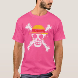T-shirt Drôle Paille Casquettes Pirate Crâne Et Os Croisés