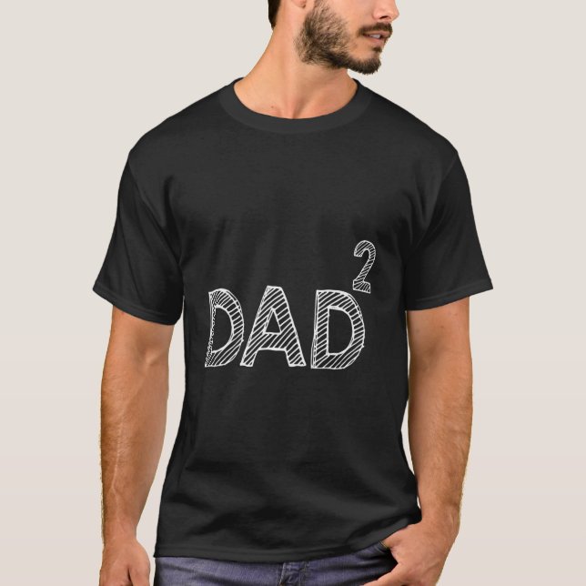 T-shirt Drôle Papa Carré Papa De Deux Père De Deux Papa D (Devant)