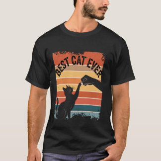 T-shirt Drôle Papa Chat Rétro Vintage Fist Bump Meilleur C