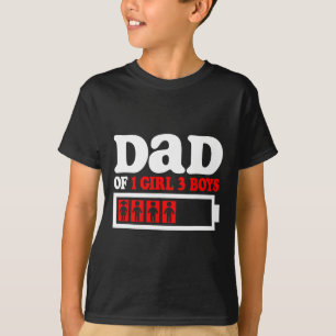 T-shirt Drôle Papa De 1 Fille 3 Garçons De Fils Fils Fille