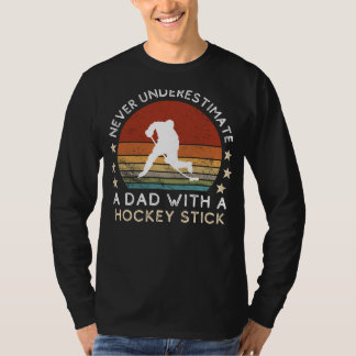 T-shirt Drôle Papa Hockey Stick Tee - Dads Puckish Humour 