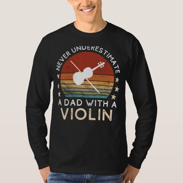 T-shirt Drôle Papa Violin Tee - Dads String Serenade & Lau (Devant)