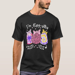 T-shirt Drôle Pâques Je suis Eggstra Femme Bunny Eggs Leop