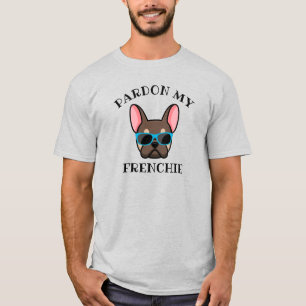 T-shirt Drôle Pardon mon Français Brown Tan French Bulldog
