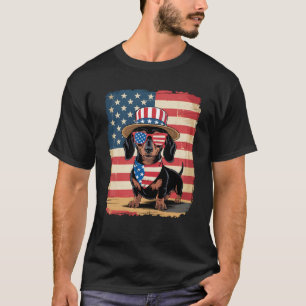 T-shirt Drôle Patriotique Dachshund Chien 4 juillet mignon