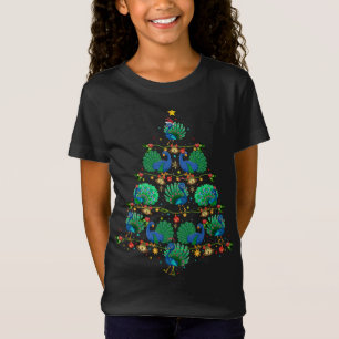 T-Shirt Drôle Peacock Xmas Arbre Cadeau Santa Hat Peacock 