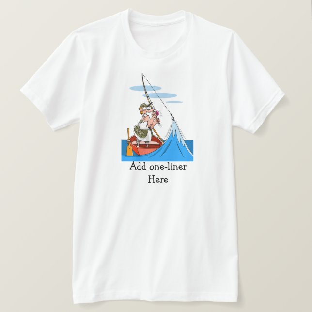 T-shirt Drôle pêche Cartoon - pêcheur plaisante gf (Design devant)