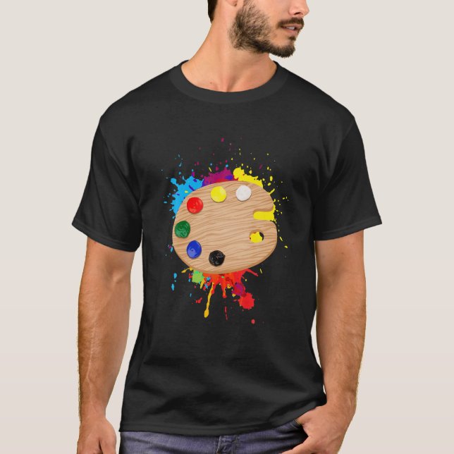 T-shirt Drôle Peinture Palette Art Pour Enfants Hommes Fem (Devant)
