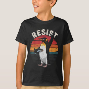 T-shirt Drôle Penguin Résiste À La Manifestation Contre Le