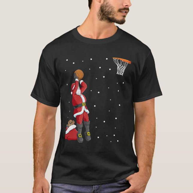 T-shirt Drôle Père Noël Basketball Noël Jumper cadeau (Devant)