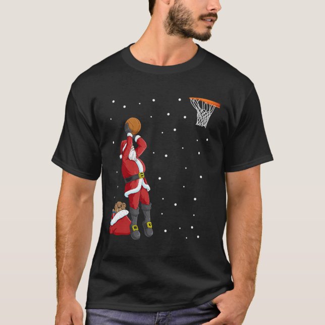 T-shirt Drôle Père Noël Basketball Noël Jumper cadeau (Devant)