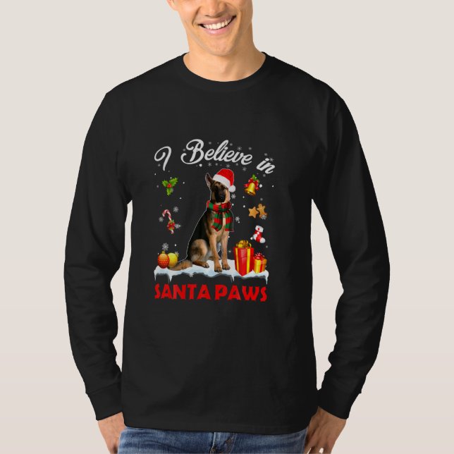 T-shirt Drôle Père Noël Berger Allemand Claus Chien Noël D (Devant)