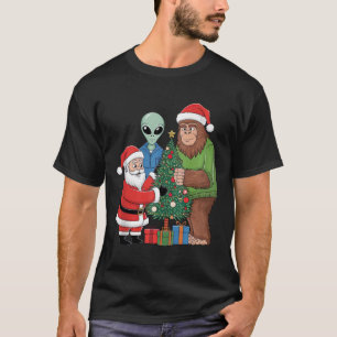 T-shirt Drôle Père Noël Bigfoot Alien Décor Noël Tre