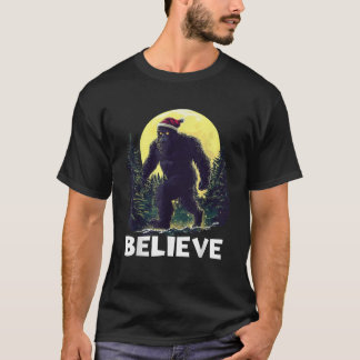 T-shirt Drôle Père Noël Bigfoot Noël Sasquatch Croire Xm