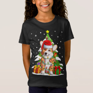 T-Shirt Drôle Père Noël Corgi Chien Noël Cadeaux Noël Arbr