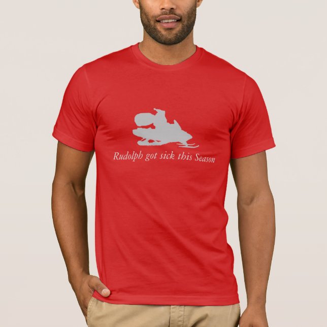 T-shirt drôle Père Noël de Noël sur le snowmobile (Devant)