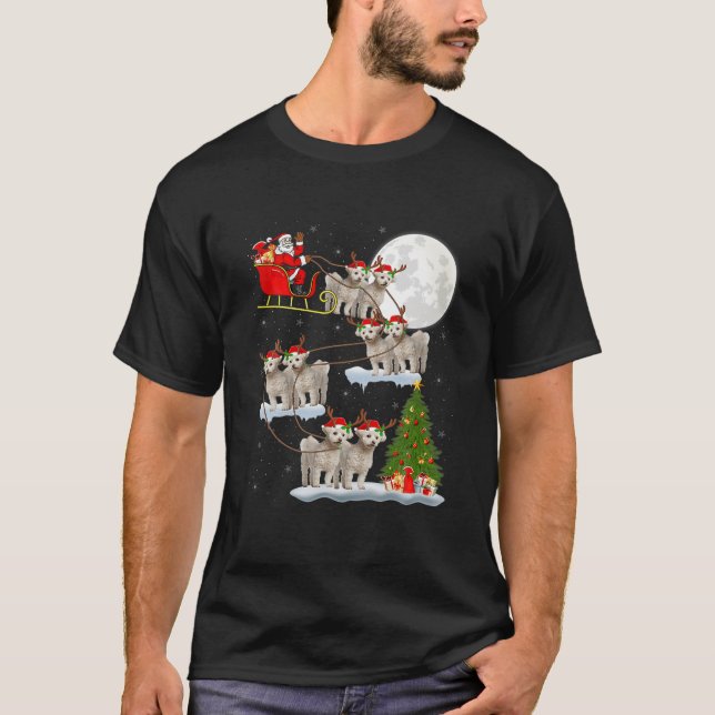 T-shirt Drôle Père Noël équitation Bichon Frise Lune Noël  (Devant)